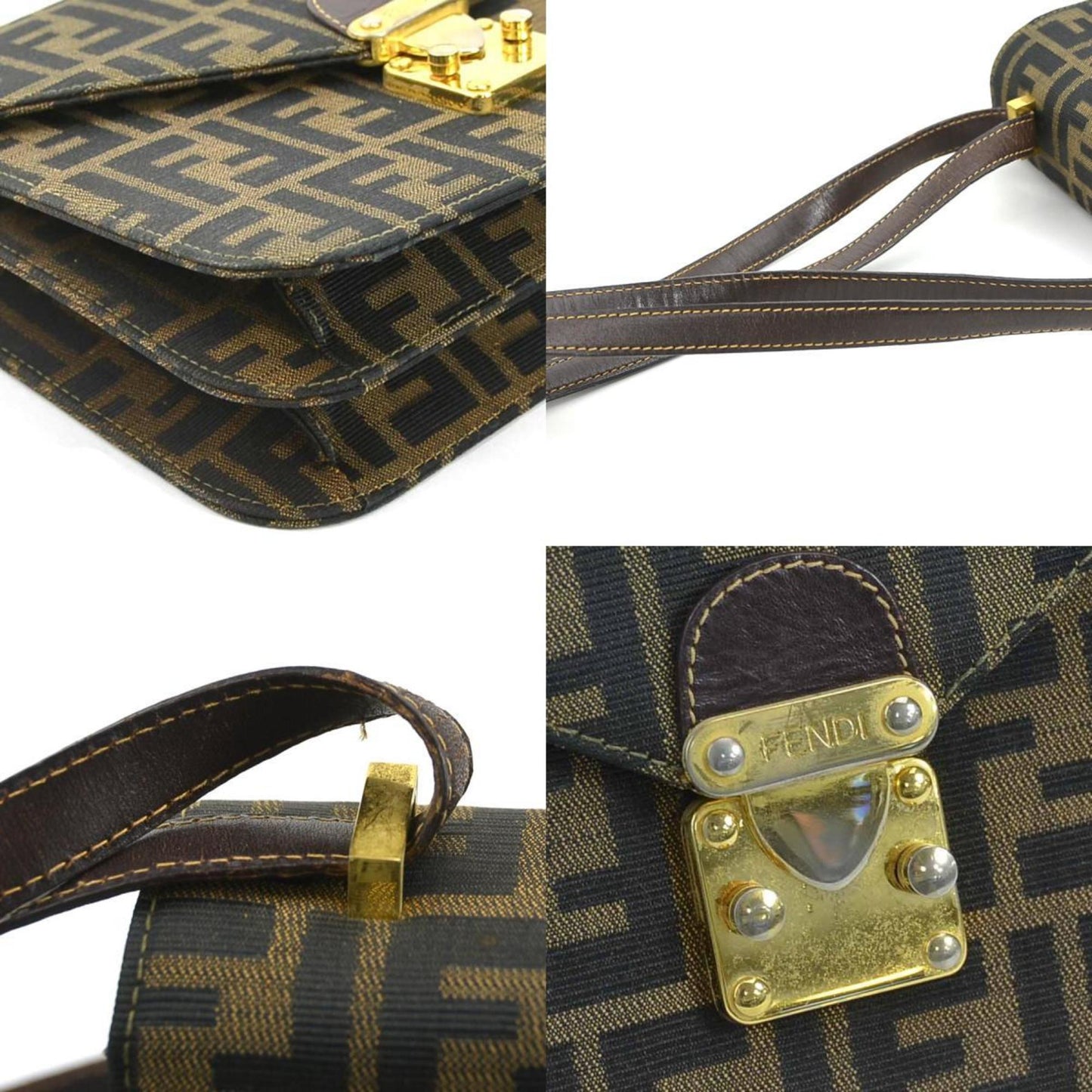 Fendi Zucca Brown Canvas Shoulder Bag