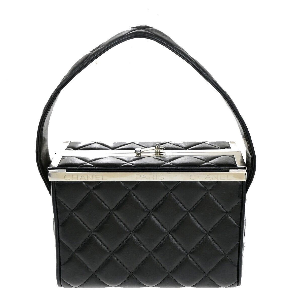 Chanel Matelassé Black Leather Hand Bag