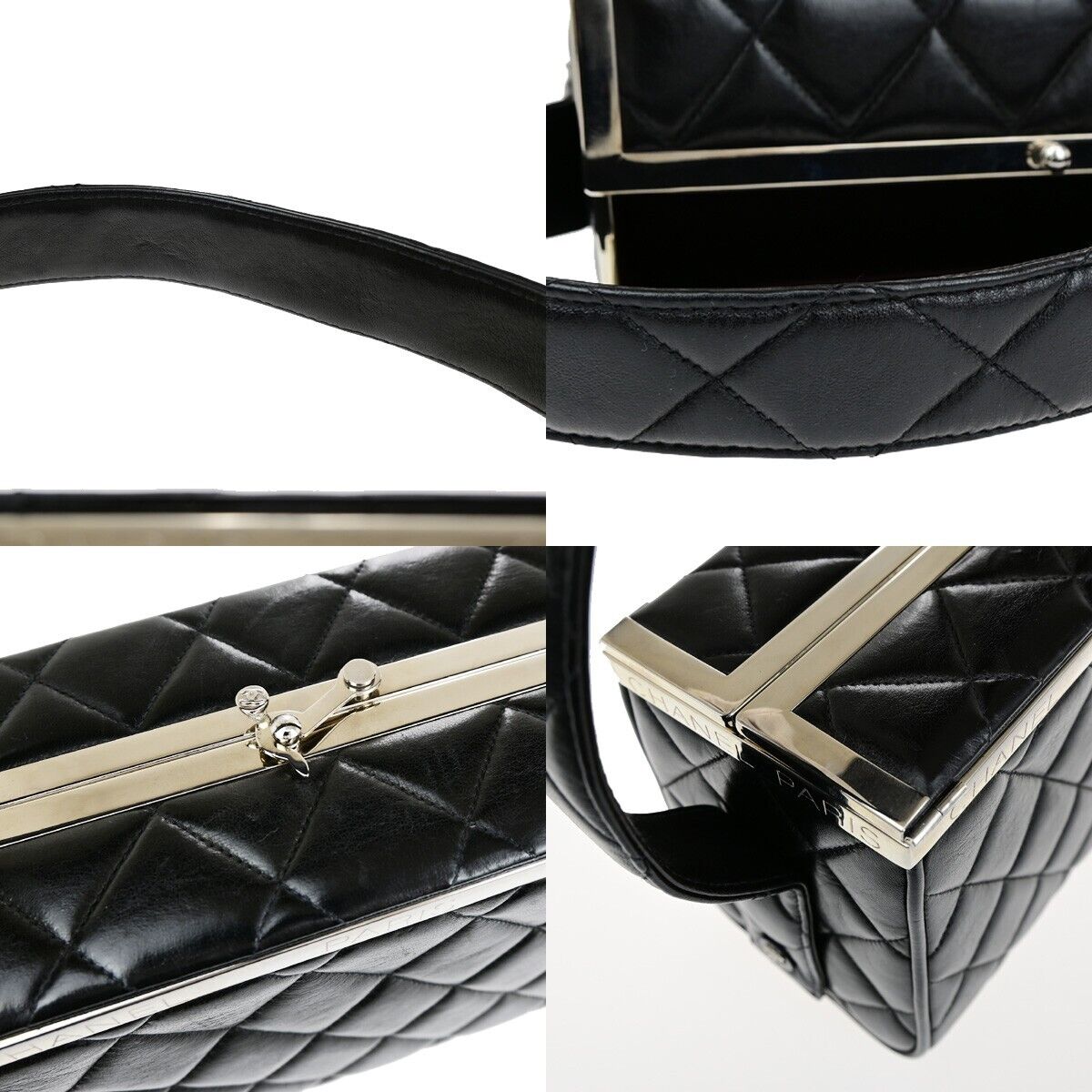 Chanel Matelassé Black Leather Hand Bag