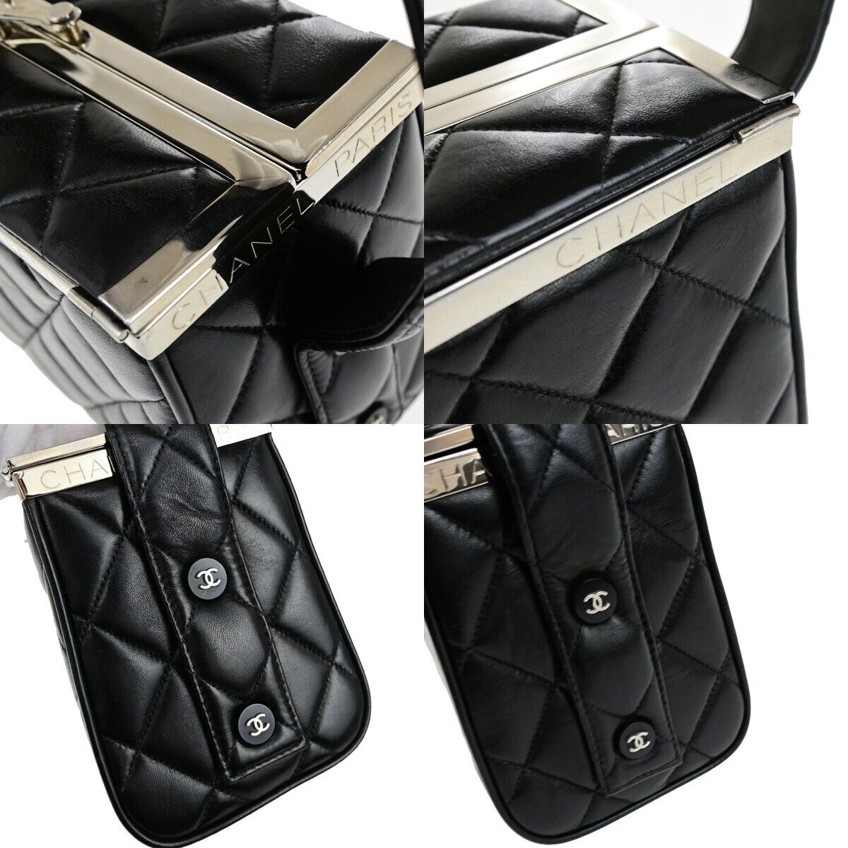 Chanel Matelassé Black Leather Hand Bag