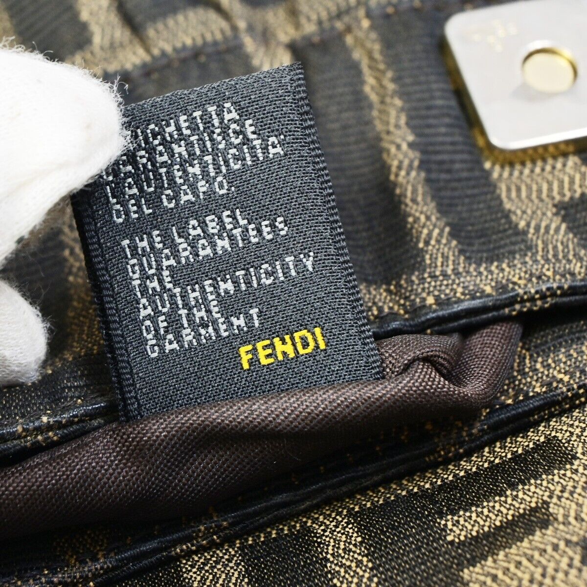 Fendi Zucchino Brown Canvas Hand Bag