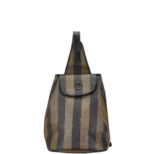 Fendi Pequin Brown Leather Backpack Bag