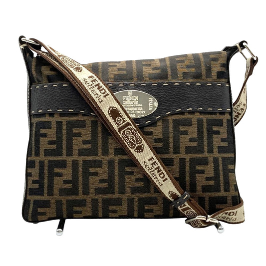 Fendi Selleria Brown Canvas Shoulder Bag