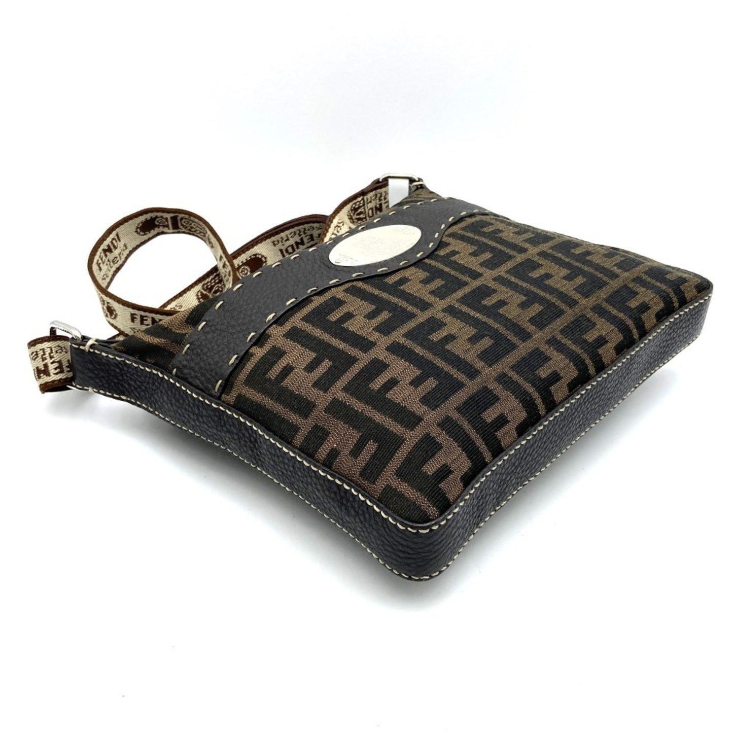 Fendi Selleria Brown Canvas Shoulder Bag