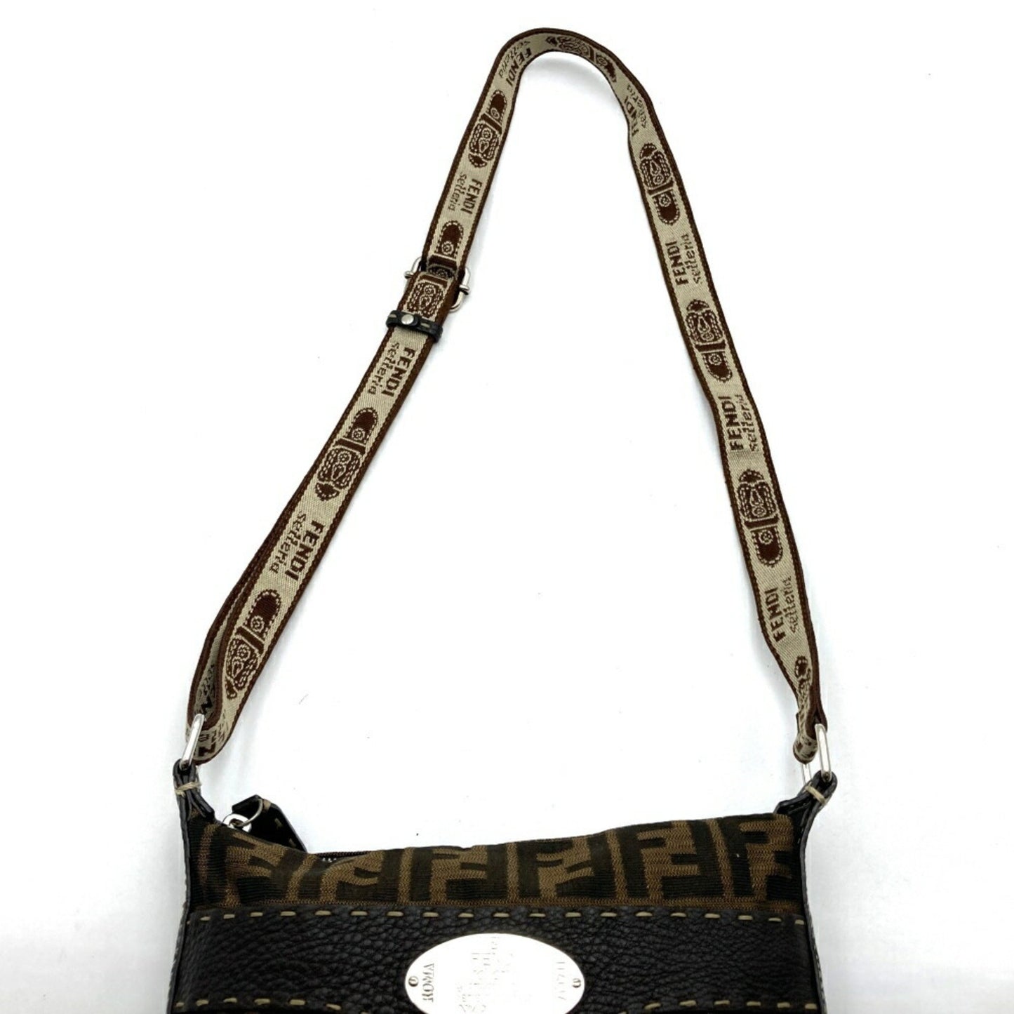 Fendi Selleria Brown Canvas Shoulder Bag