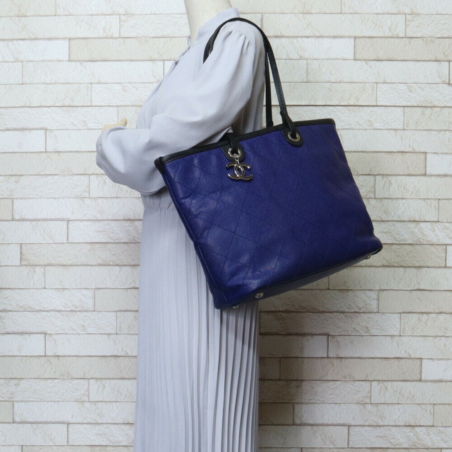 Chanel Shopping Blue Leather Tote Bag