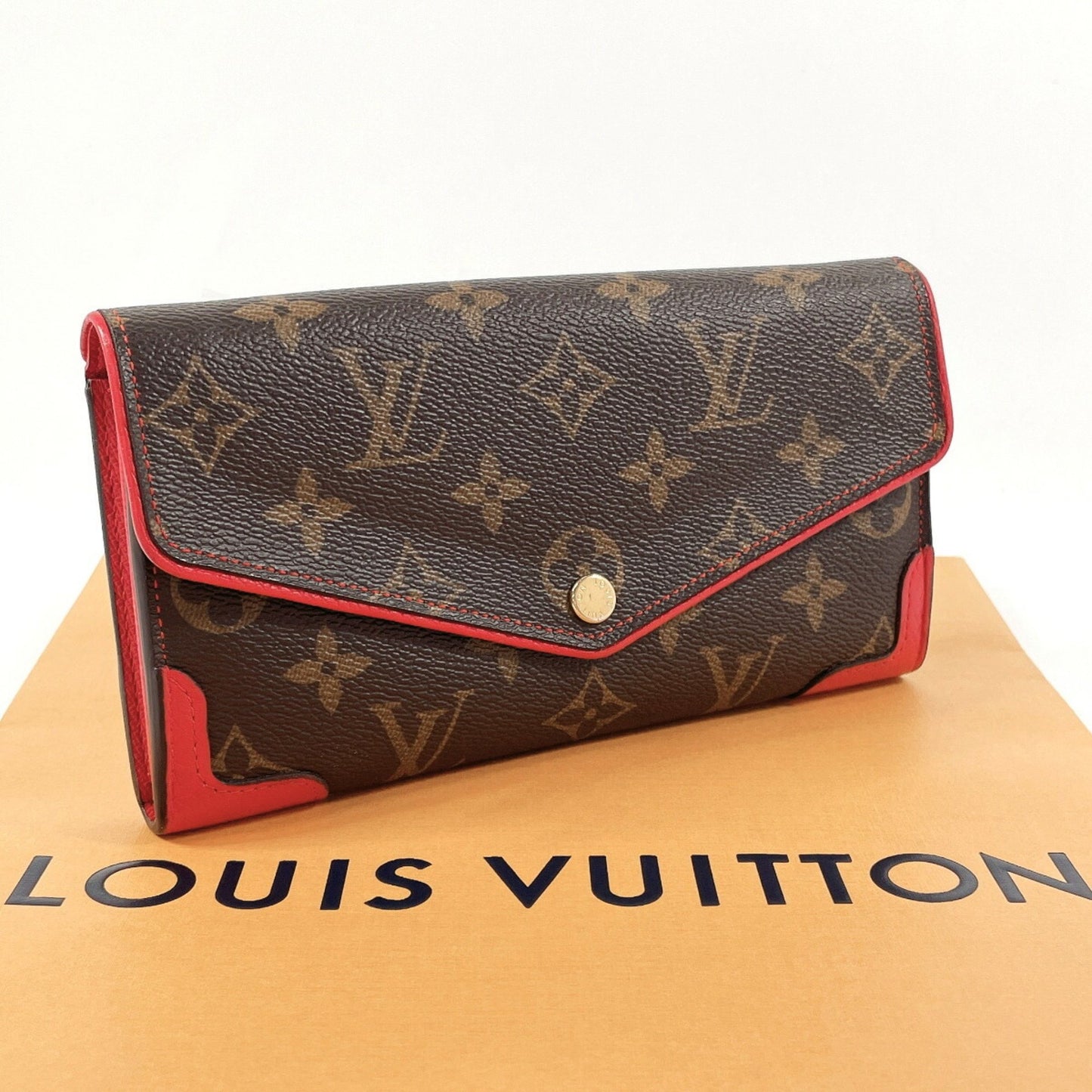 Louis Vuitton Portefeuille Sarah Brown Canvas Wallet Accessories