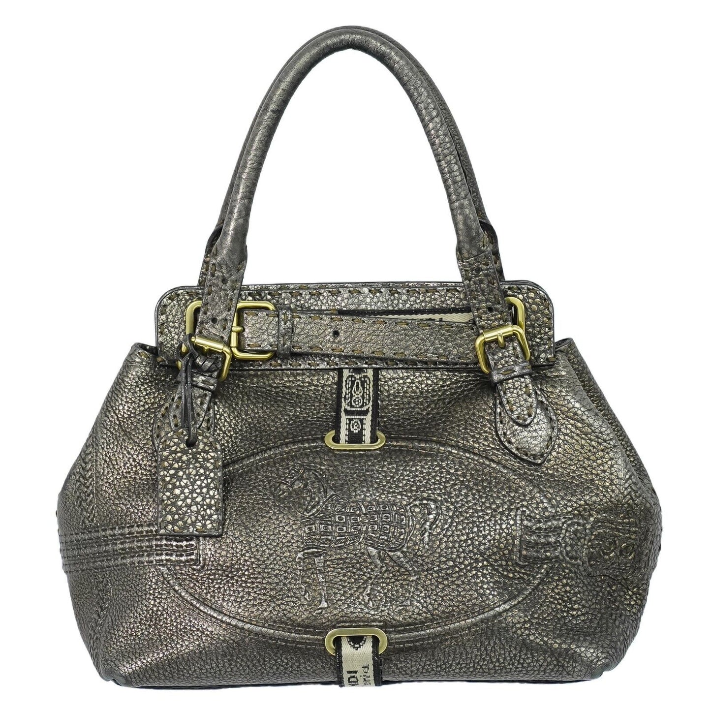 Fendi Selleria Anthracite Leather Hand Bag