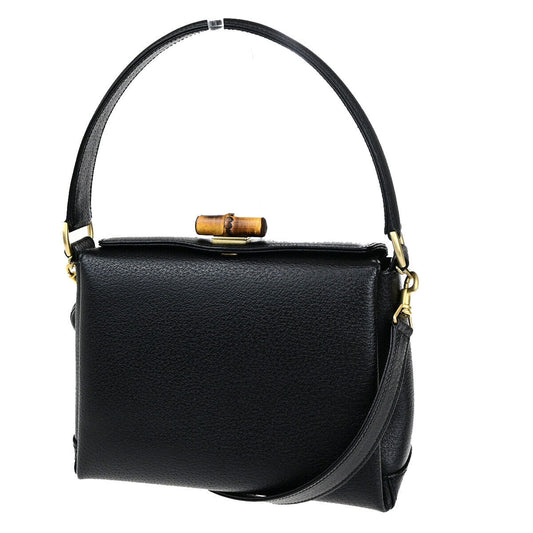 Gucci Bamboo Black Leather Hand Bag