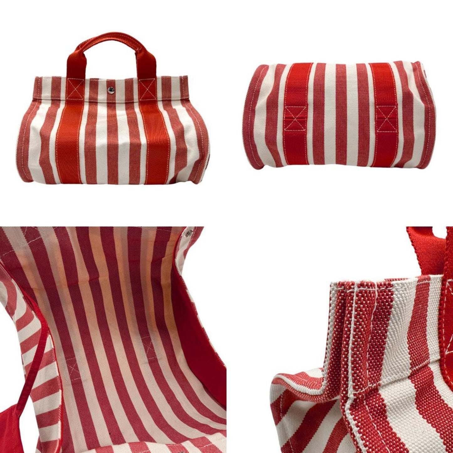 Hermès Cannes Red Canvas Hand Bag