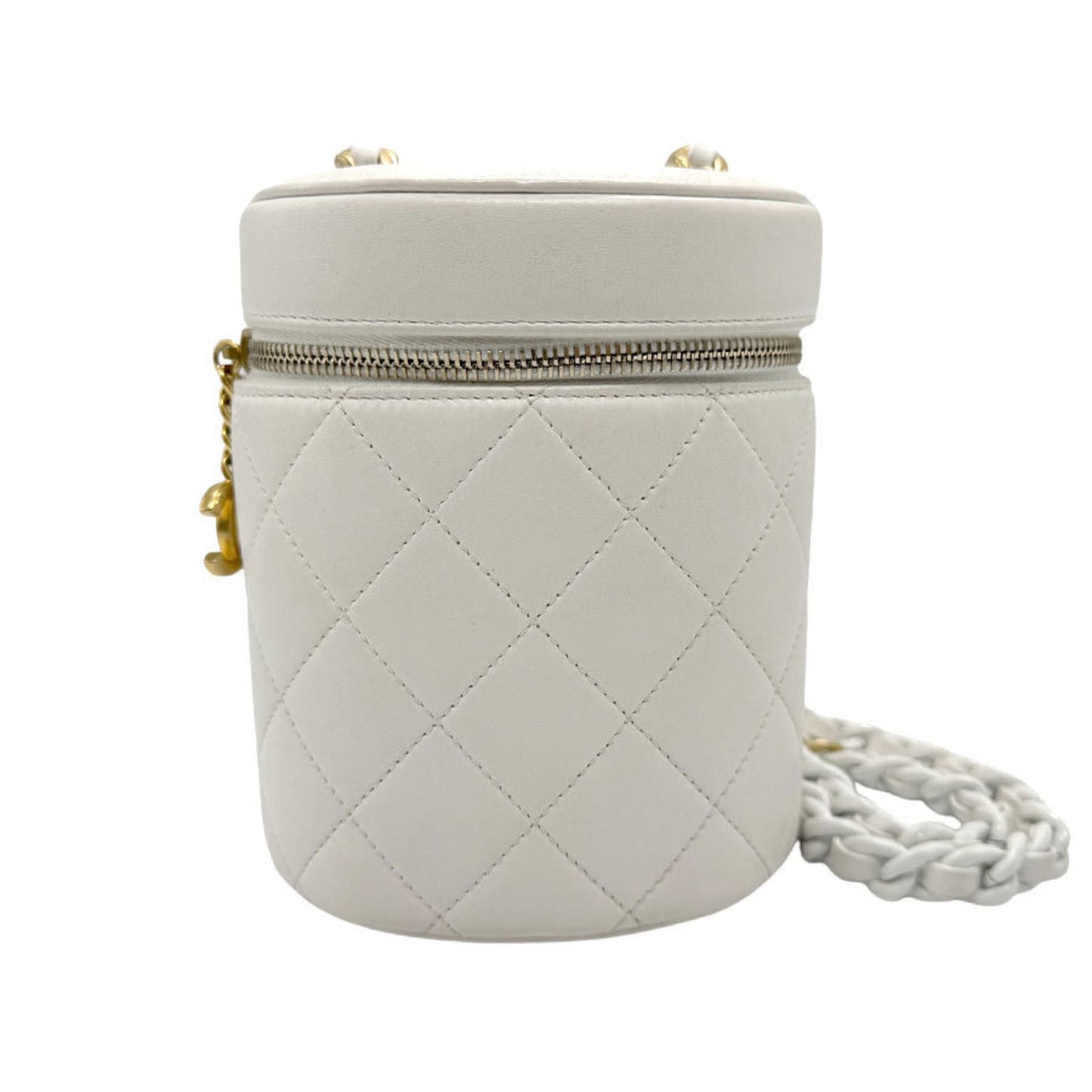 Chanel Vanity White Leather Clutch Bag