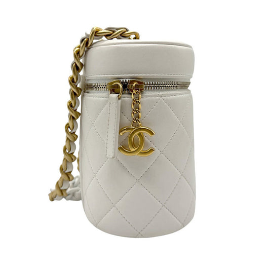 Chanel Vanity White Leather Clutch Bag