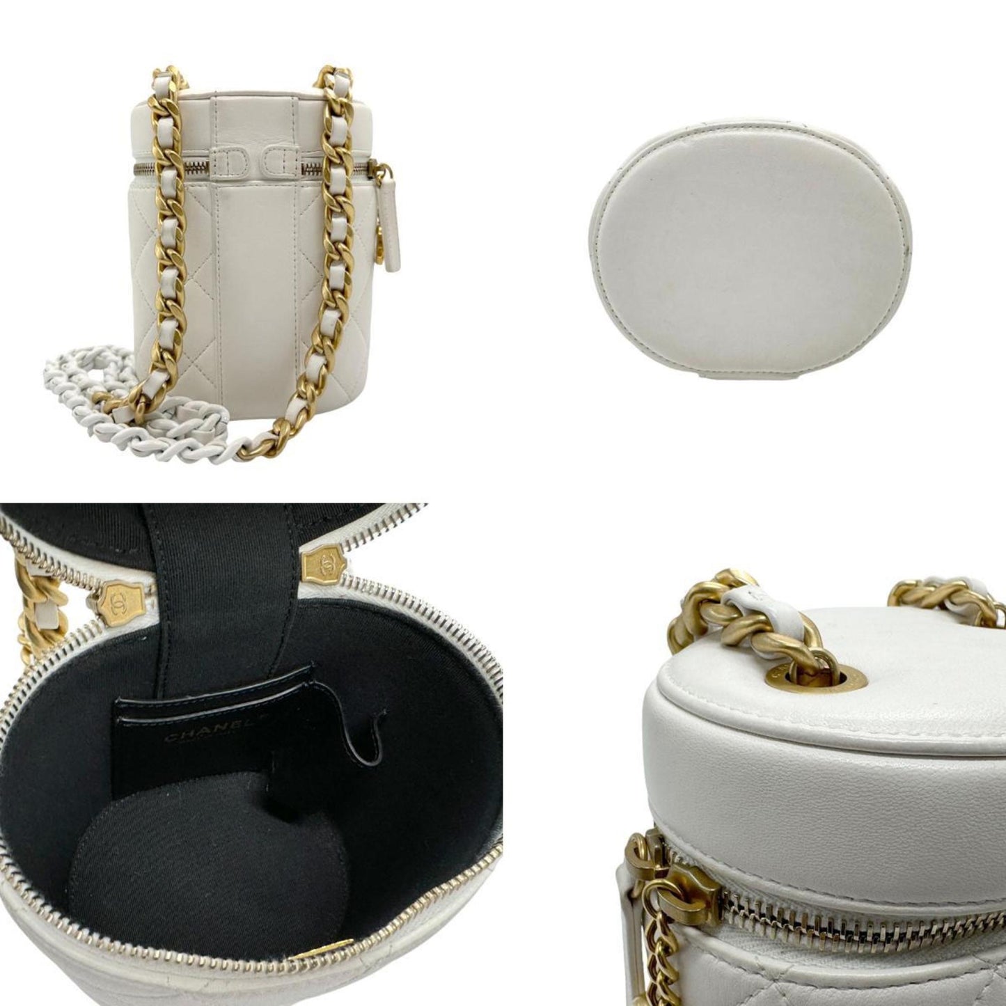 Chanel Vanity White Leather Clutch Bag