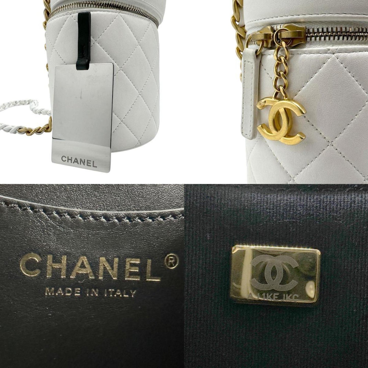 Chanel Vanity White Leather Clutch Bag