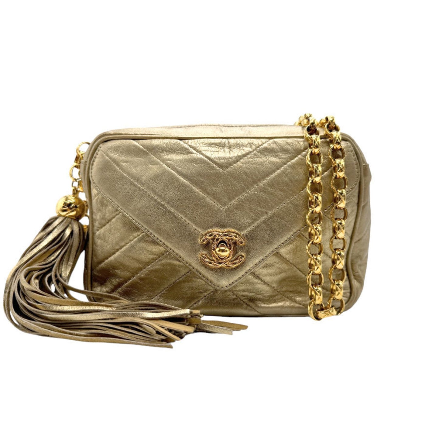 Chanel Camera Gold Leather Shoulder Bag