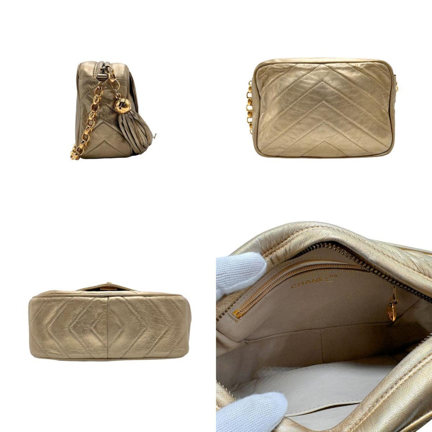 Chanel Camera Gold Leather Shoulder Bag