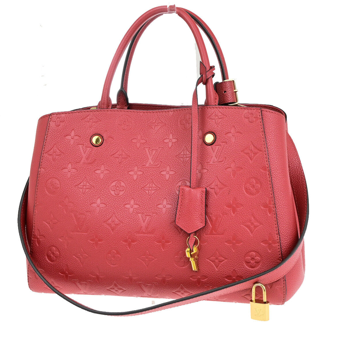 Louis Vuitton Montaigne Red Leather Hand Bag