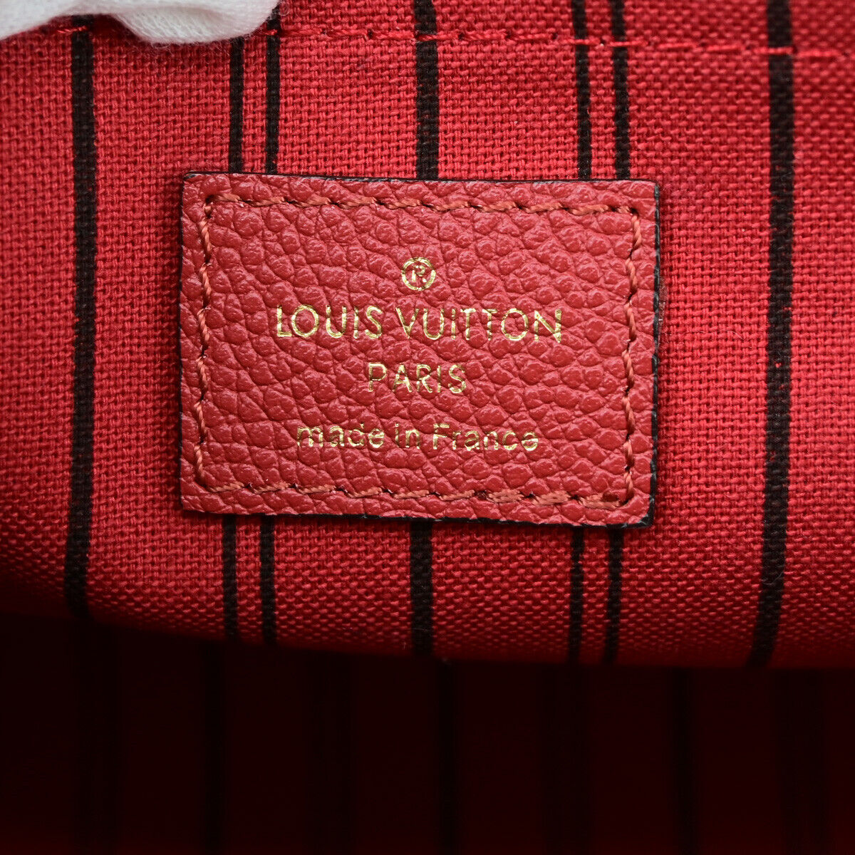 Louis Vuitton Montaigne Red Leather Hand Bag