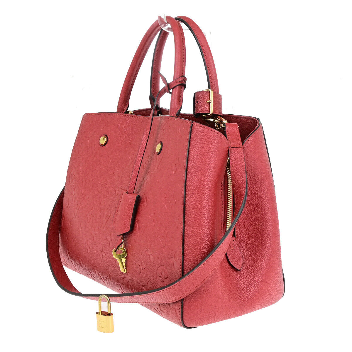 Louis Vuitton Montaigne Red Leather Hand Bag