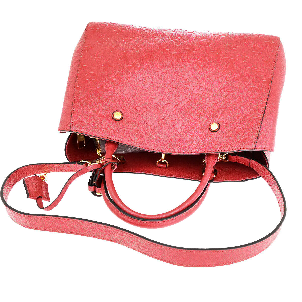 Louis Vuitton Montaigne Red Leather Hand Bag