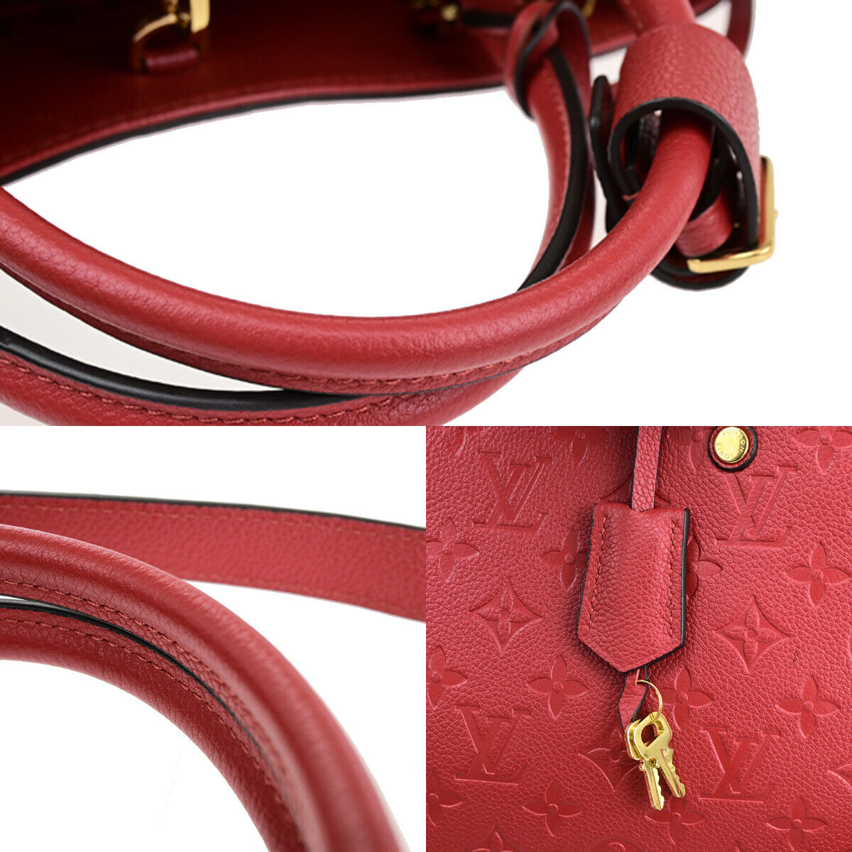 Louis Vuitton Montaigne Red Leather Hand Bag