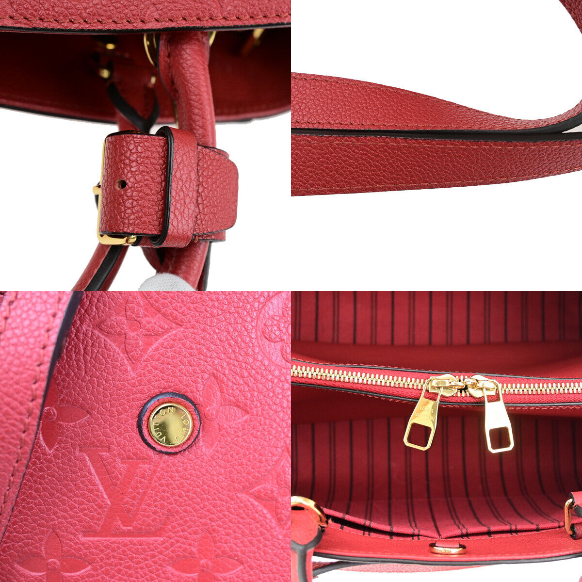 Louis Vuitton Montaigne Red Leather Hand Bag