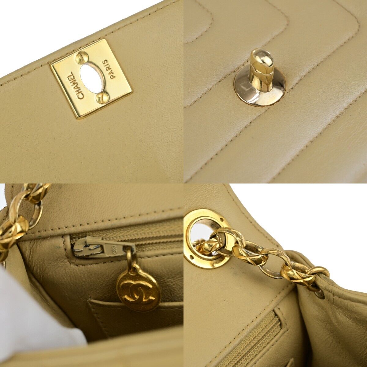 Chanel Mademoiselle Beige Leather Shoulder Bag