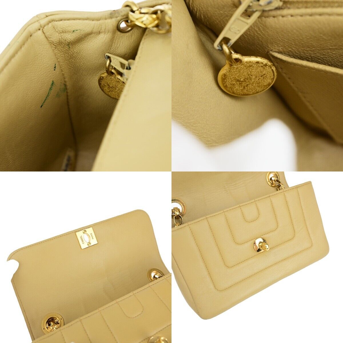 Chanel Mademoiselle Beige Leather Shoulder Bag