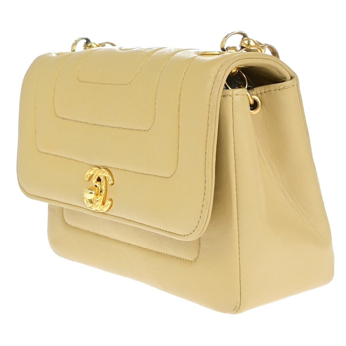 Chanel Mademoiselle Beige Leather Shoulder Bag