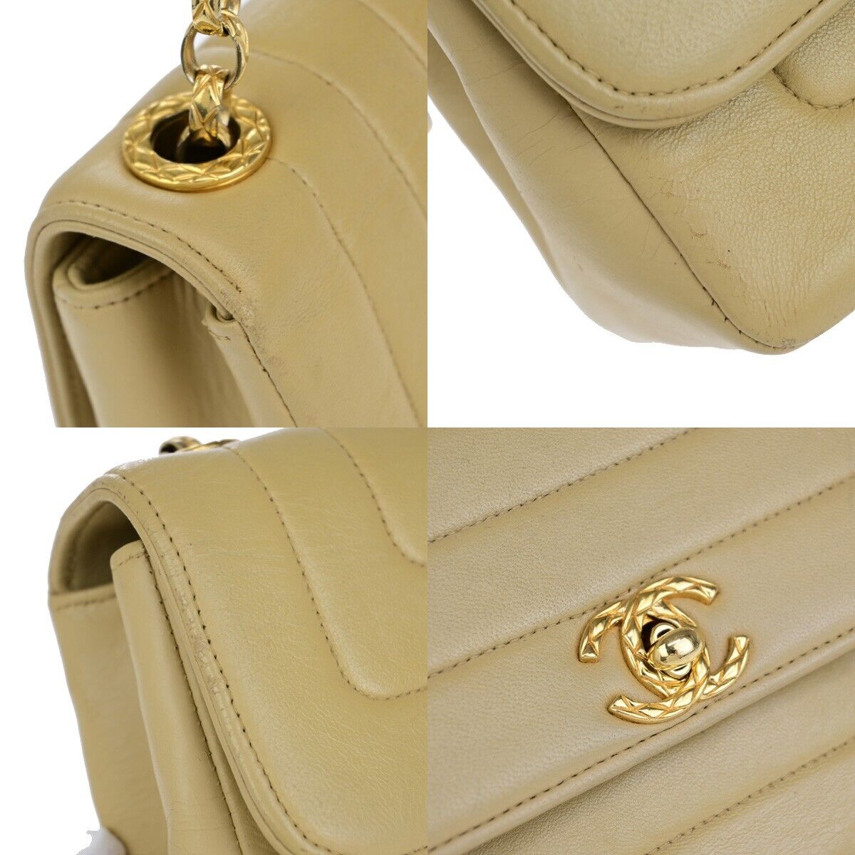 Chanel Mademoiselle Beige Leather Shoulder Bag