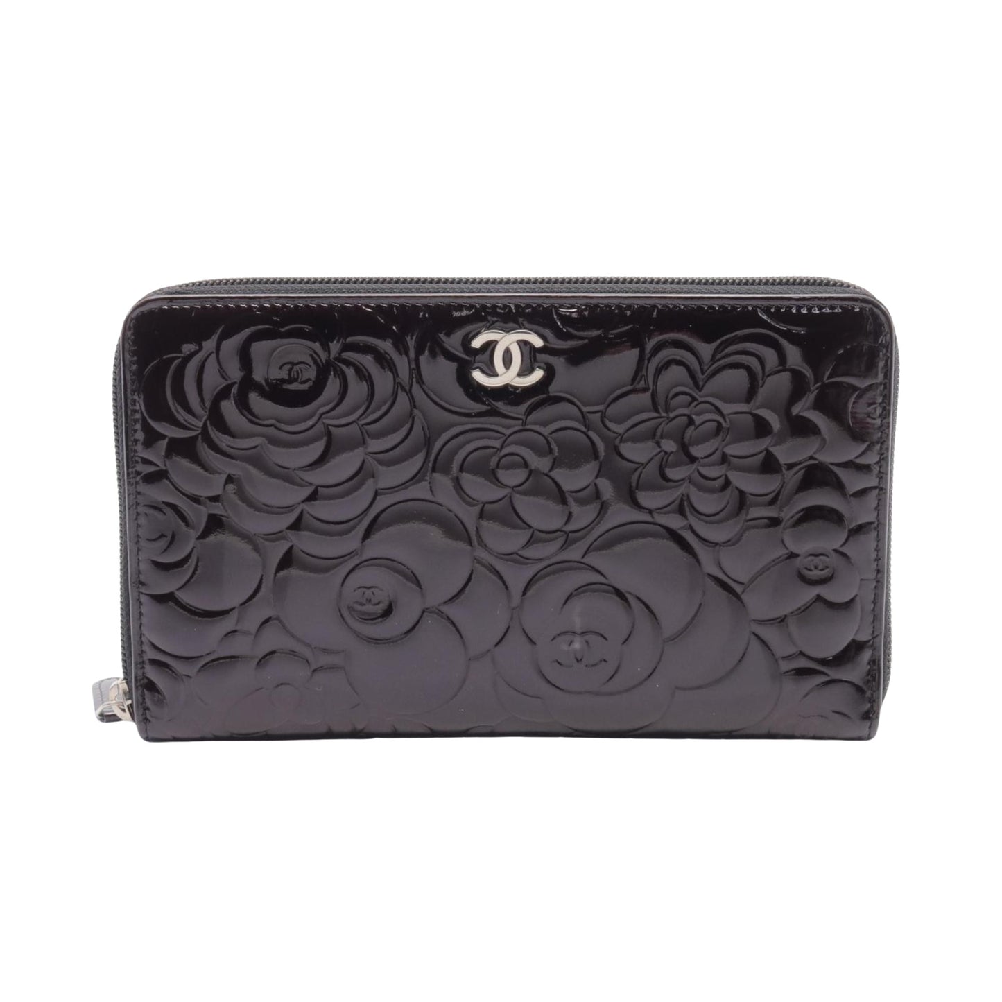 Chanel Camellia Brown Patent Leather Wallet Accessories