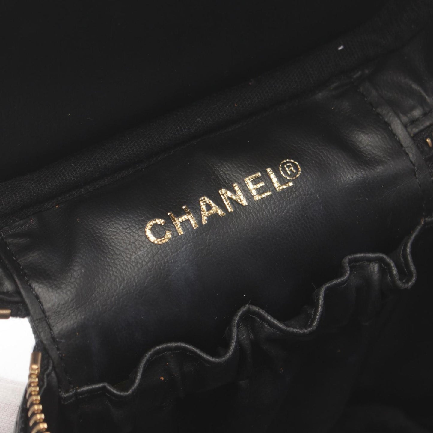 Chanel Vanity Black Leather Hand Bag