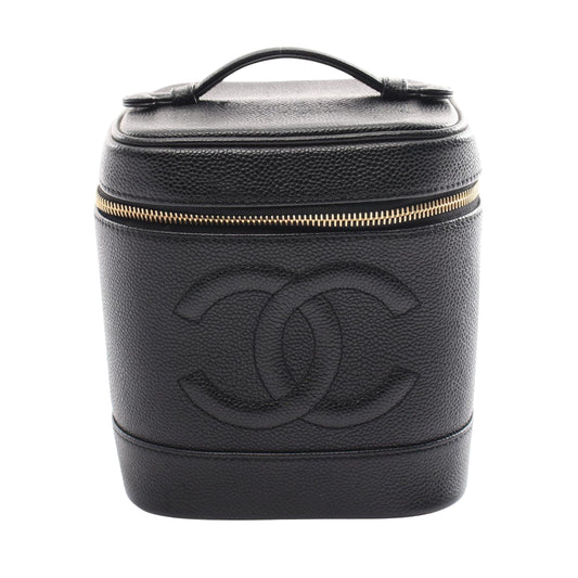 Chanel Vanity Black Leather Hand Bag