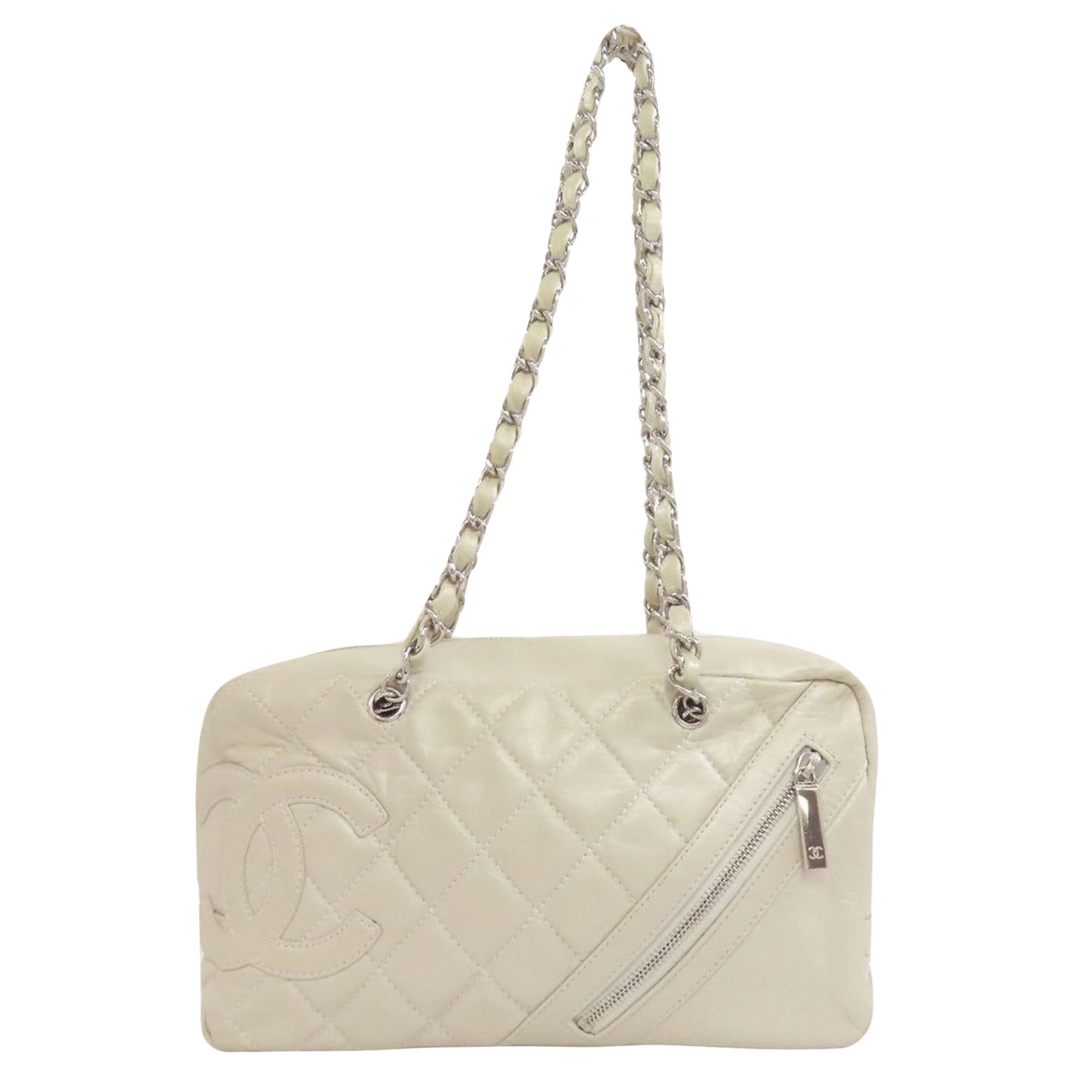 Chanel Cambon line Beige Leather Shoulder Bag