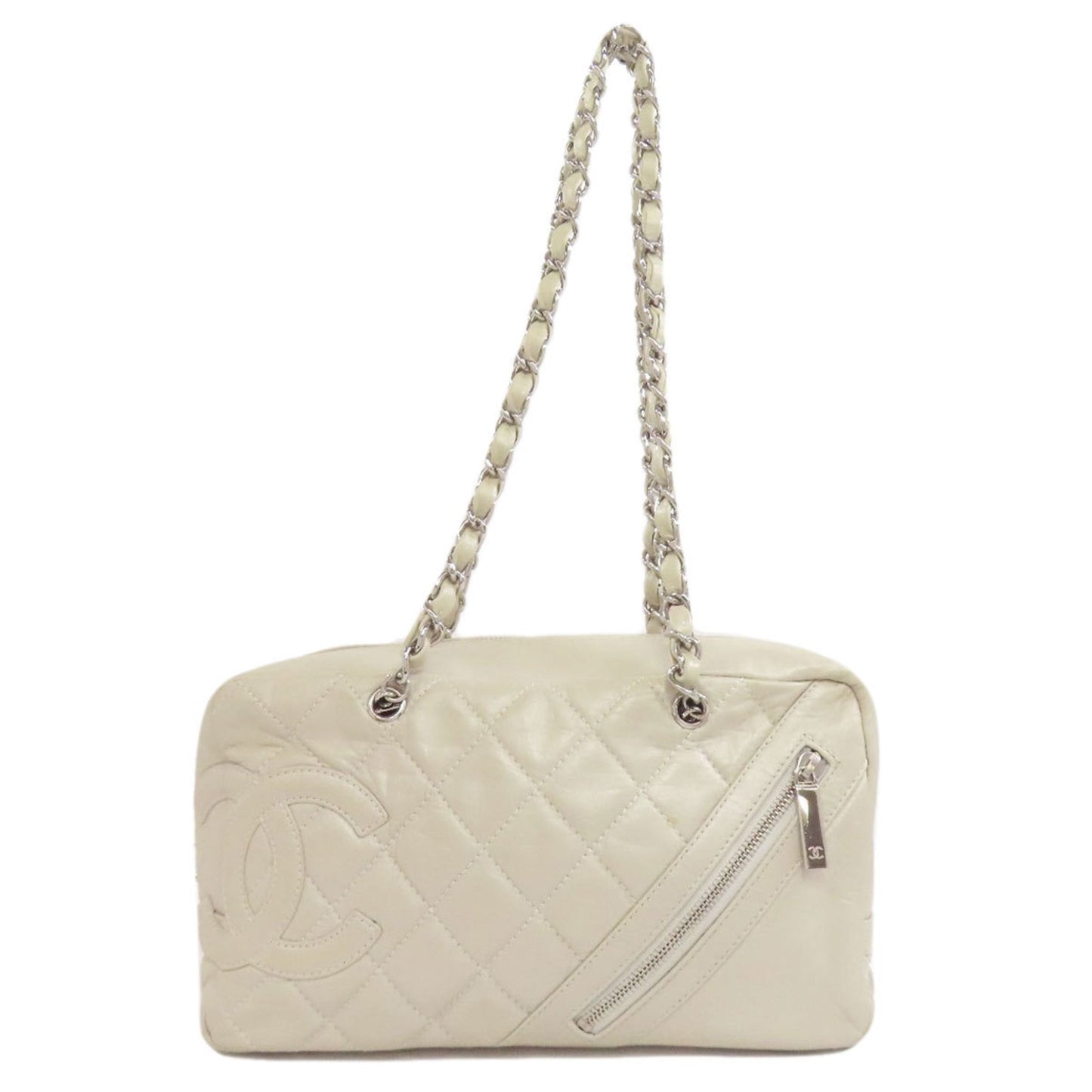 Chanel Cambon line Beige Leather Shoulder Bag