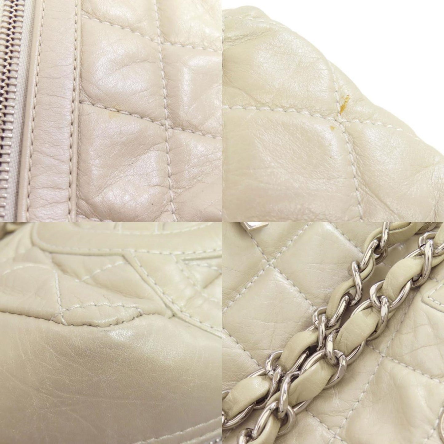 Chanel Cambon line Beige Leather Shoulder Bag