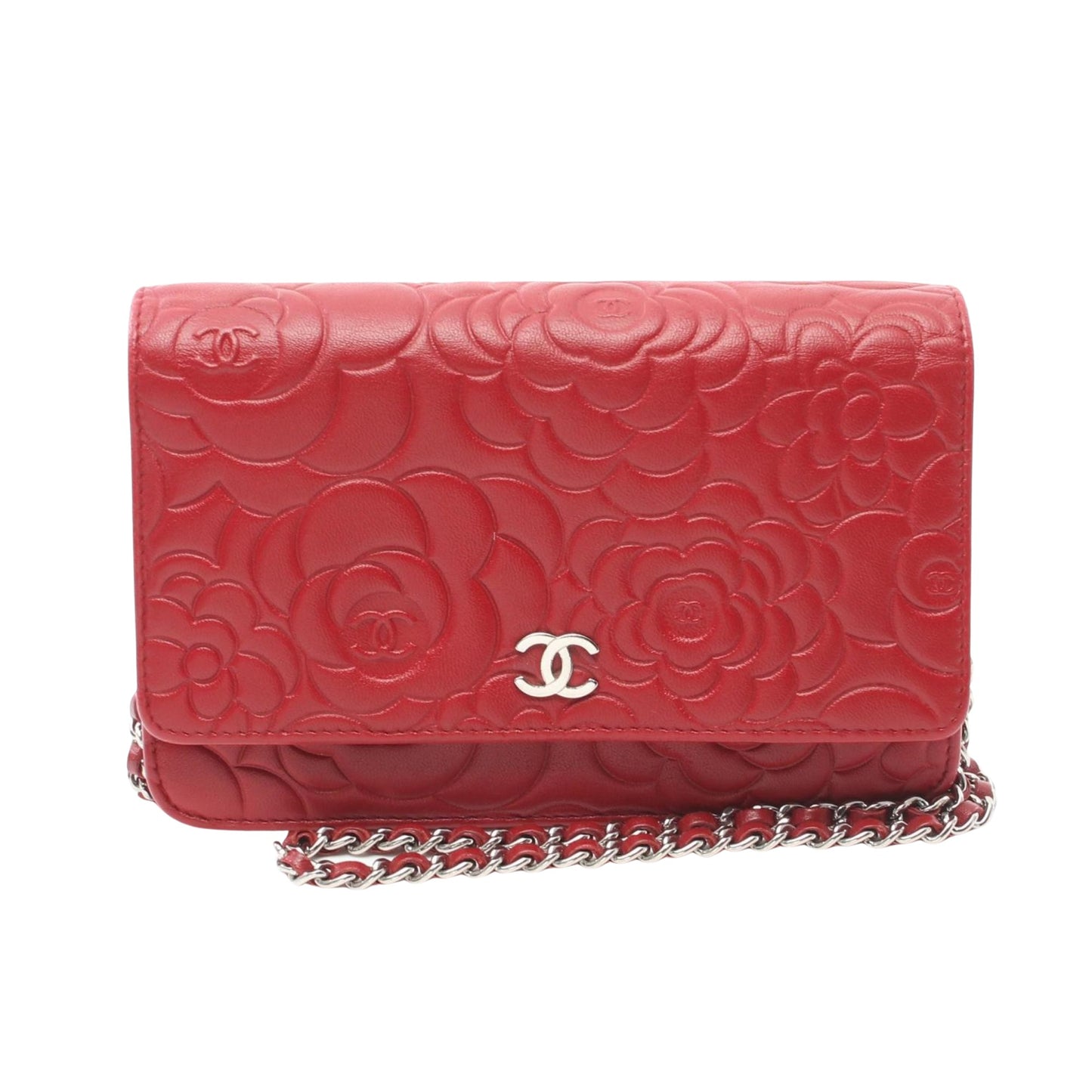 Chanel Camellia Red Leather Shoulder Bag