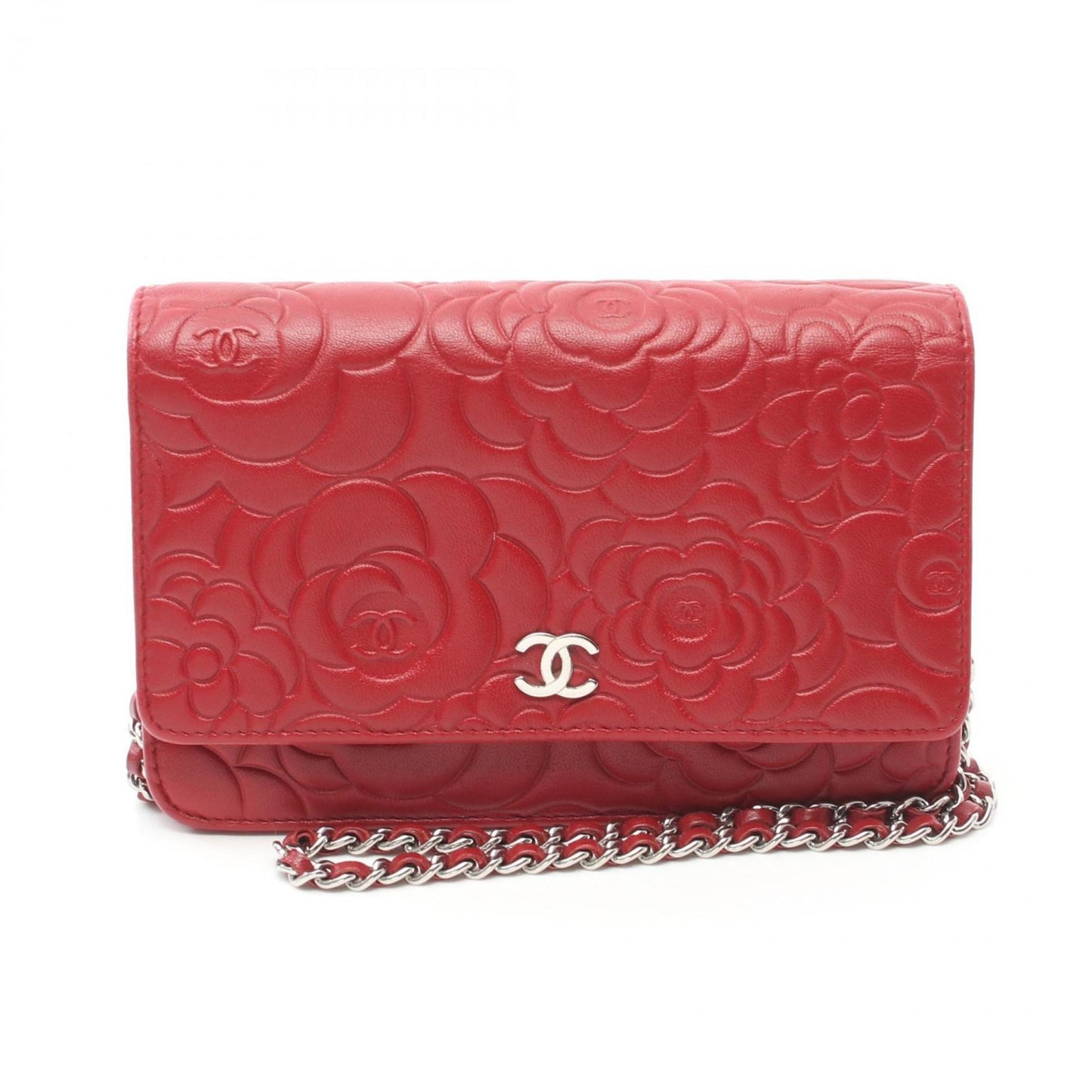 Chanel Camellia Red Leather Shoulder Bag