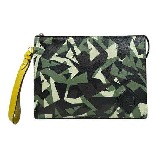 Fendi Green Leather Clutch Bag