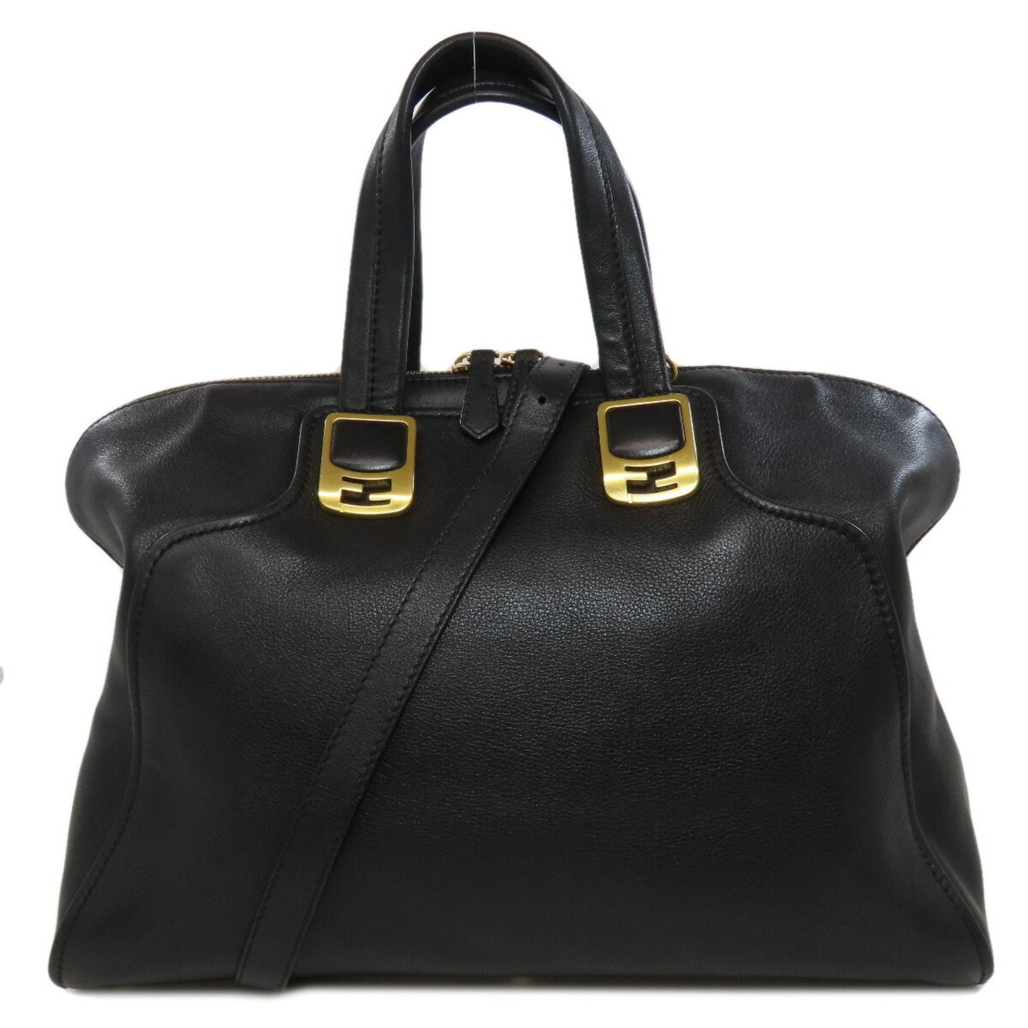 Fendi Chameleon Black Leather Tote Bag