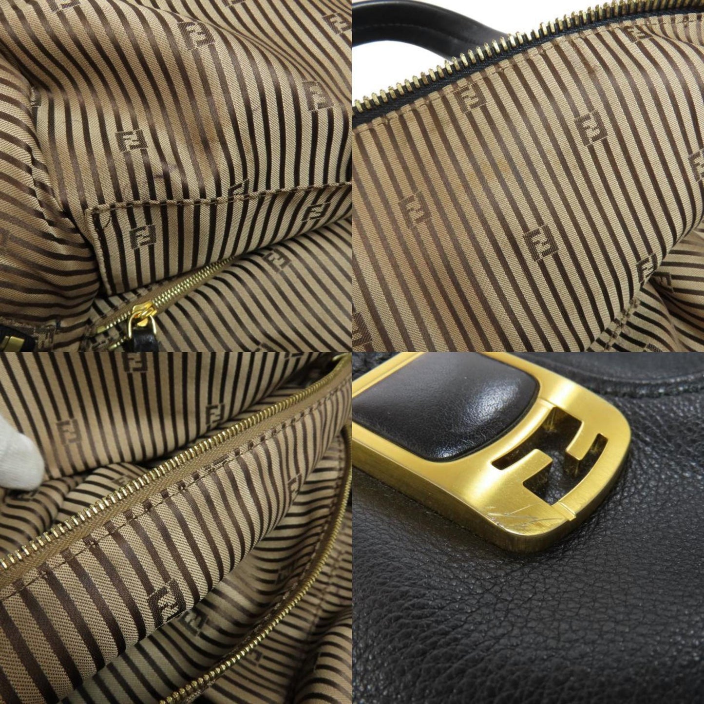 Fendi Chameleon Black Leather Tote Bag