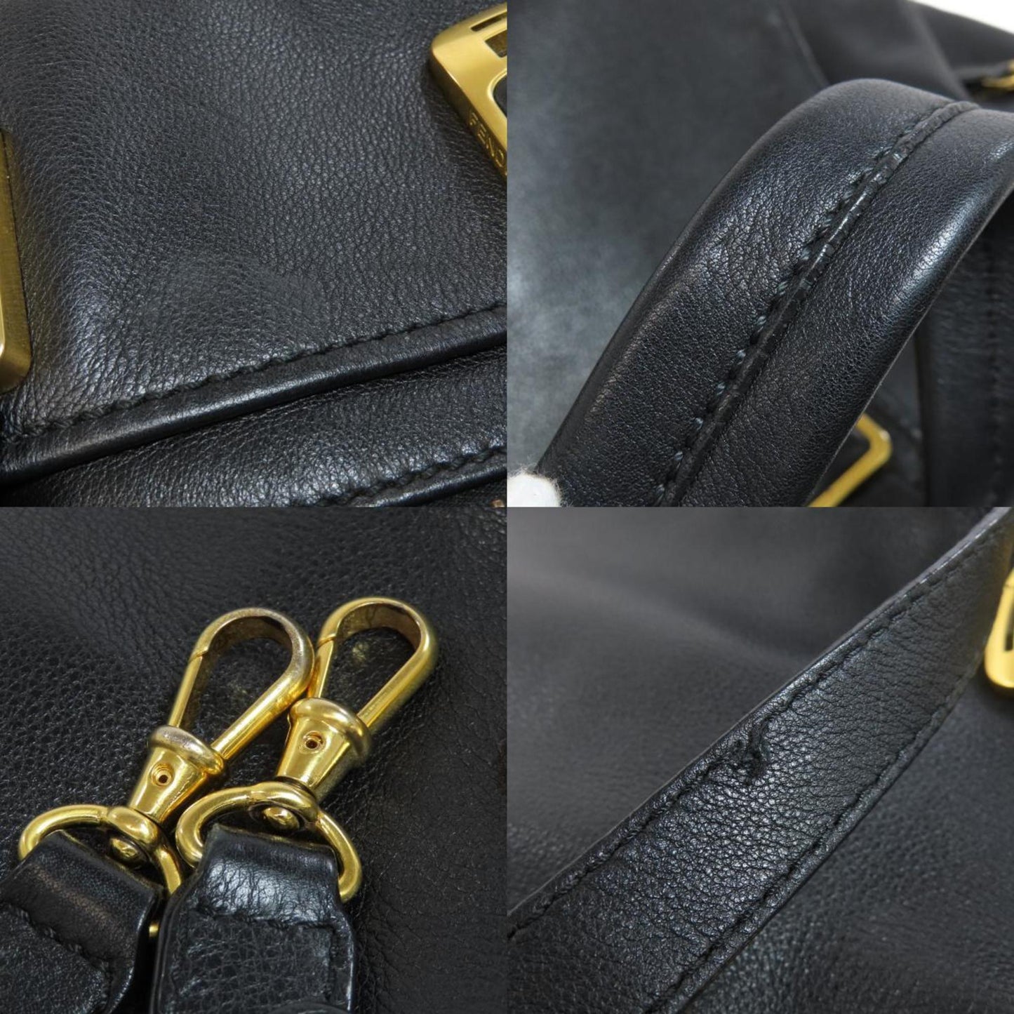 Fendi Chameleon Black Leather Tote Bag