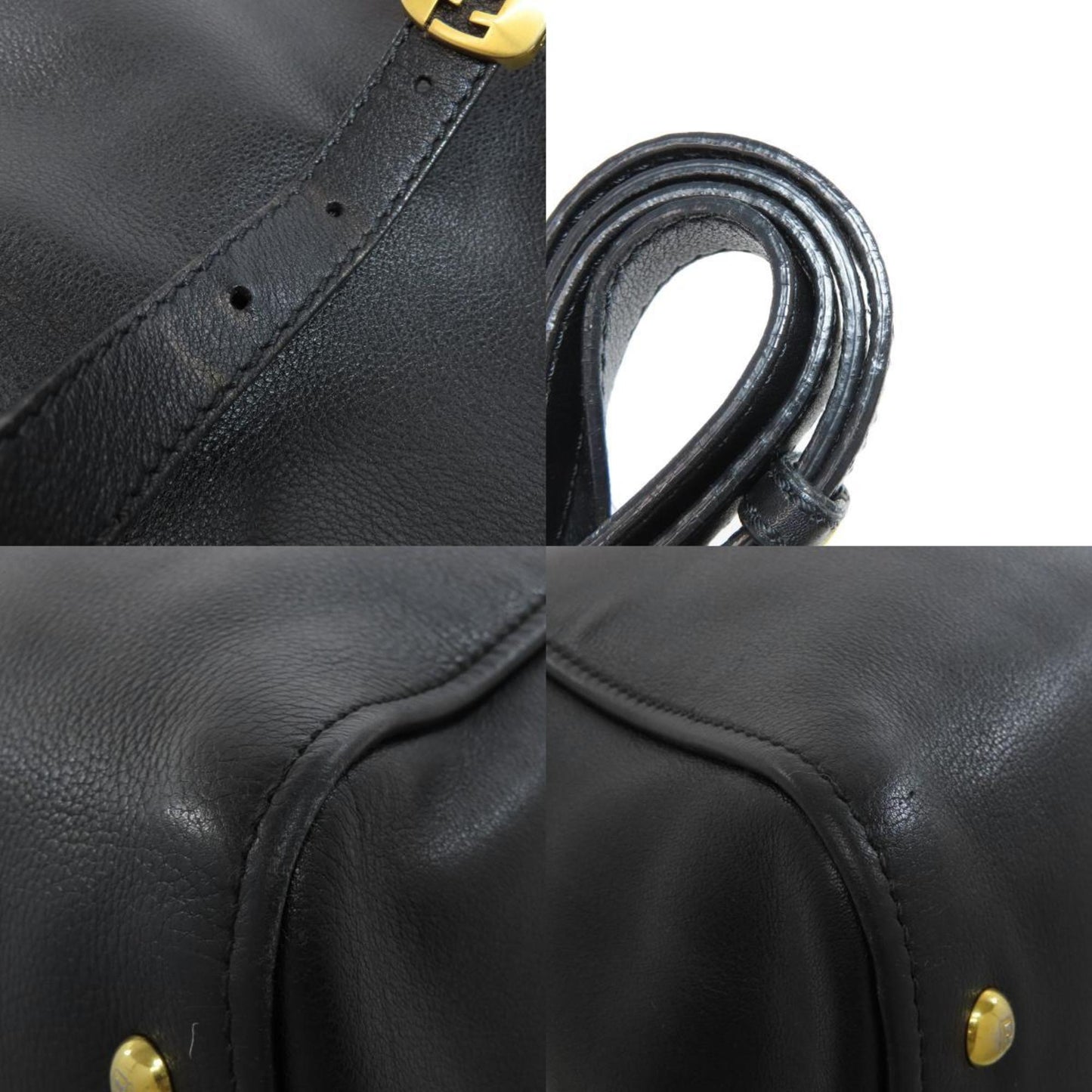 Fendi Chameleon Black Leather Tote Bag