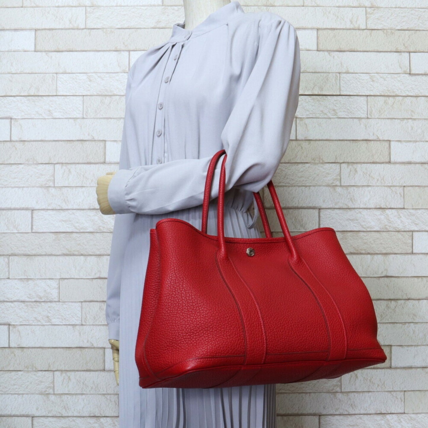 Hermès Garden Party Red Leather Hand Bag