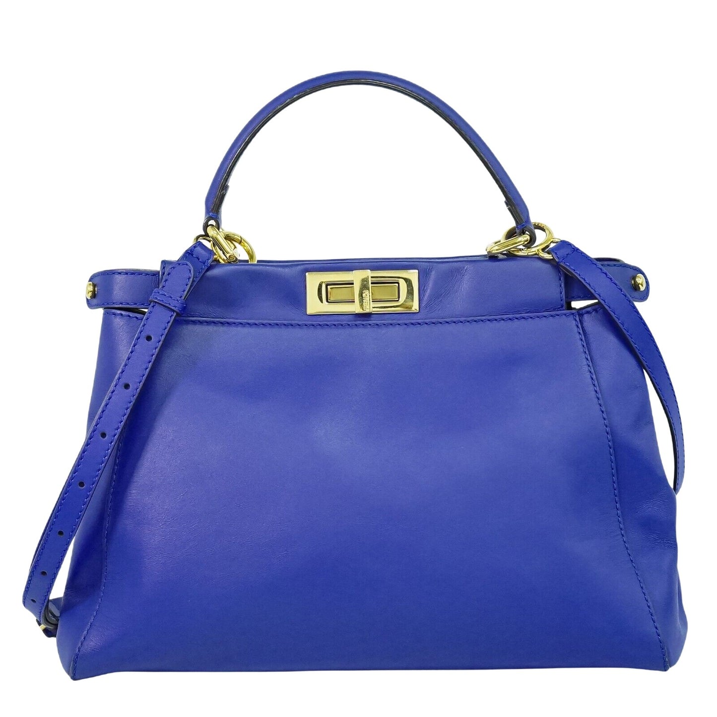 Fendi Peekaboo Blue Leather Hand Bag