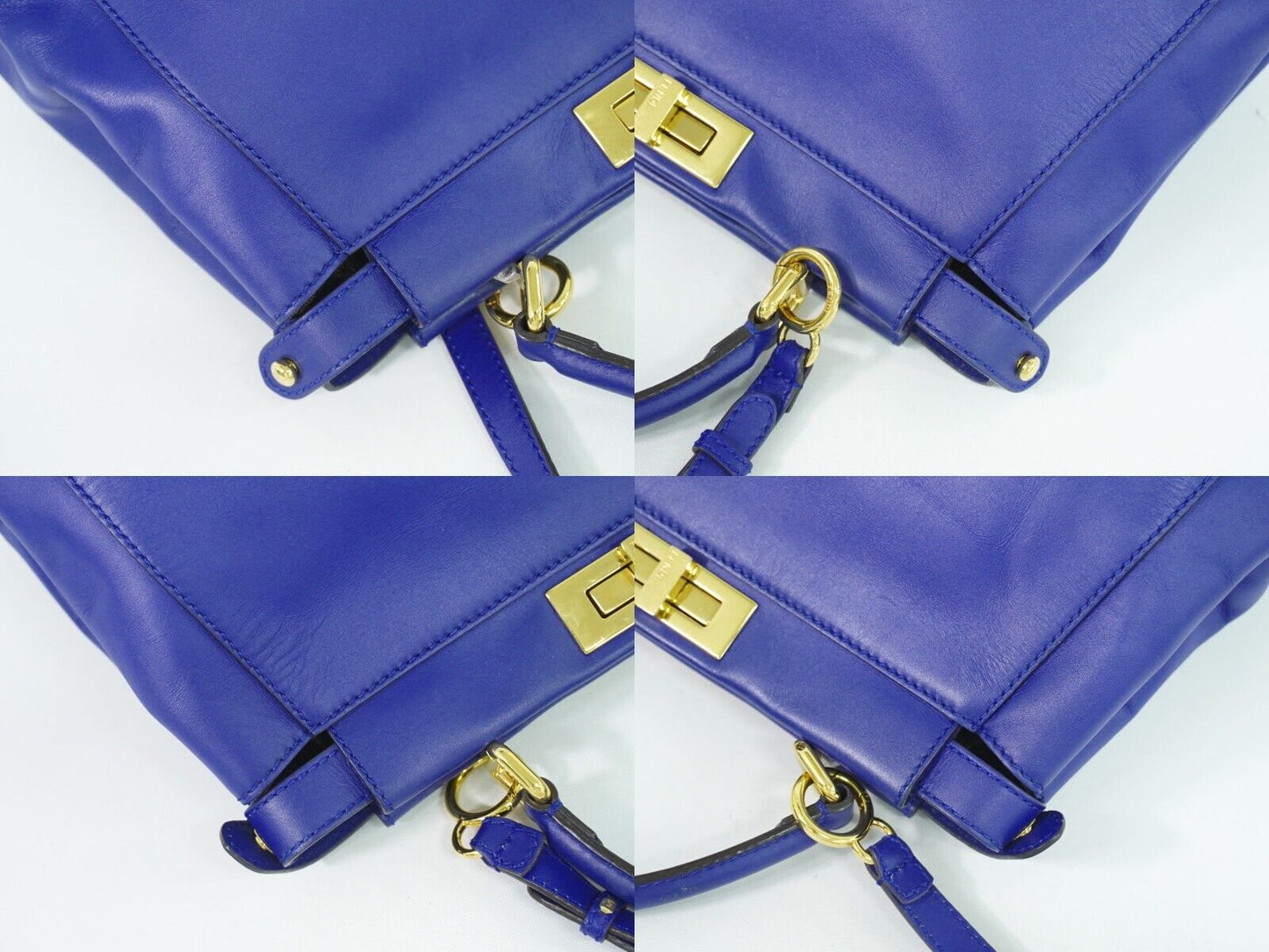 Fendi Peekaboo Blue Leather Hand Bag