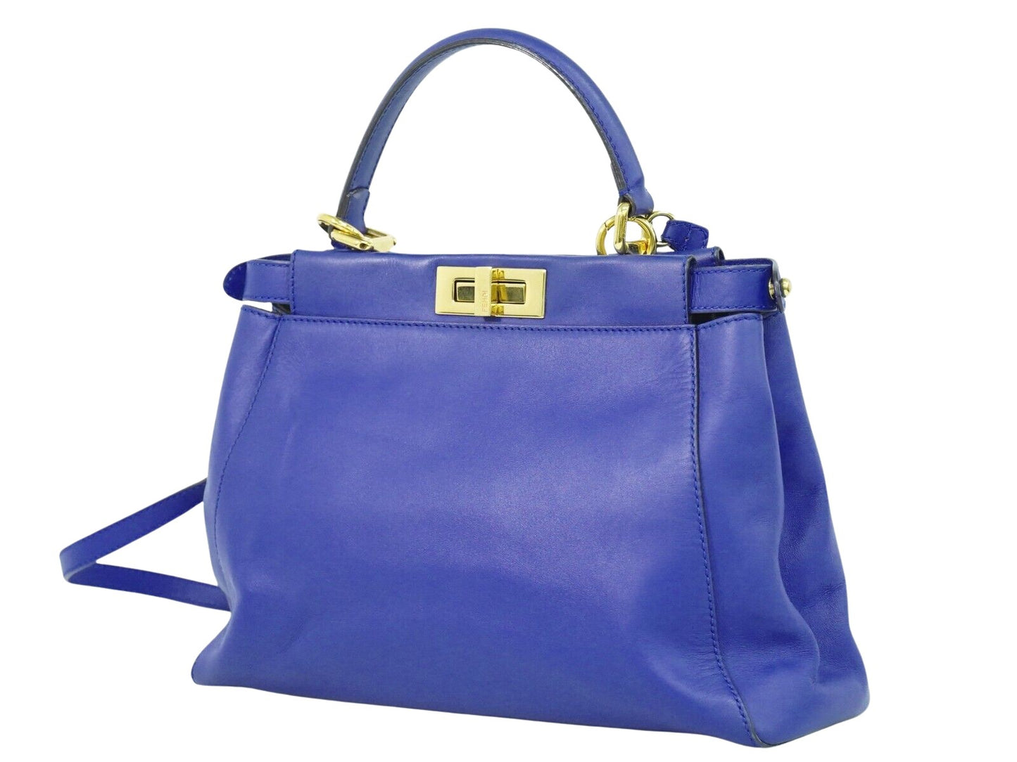 Fendi Peekaboo Blue Leather Hand Bag