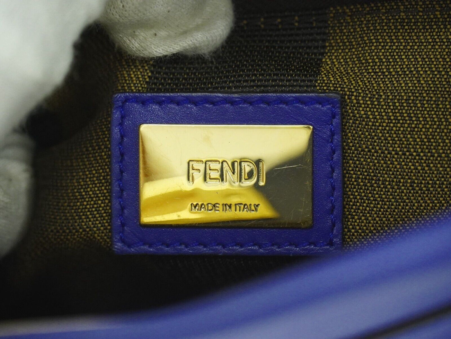 Fendi Peekaboo Blue Leather Hand Bag