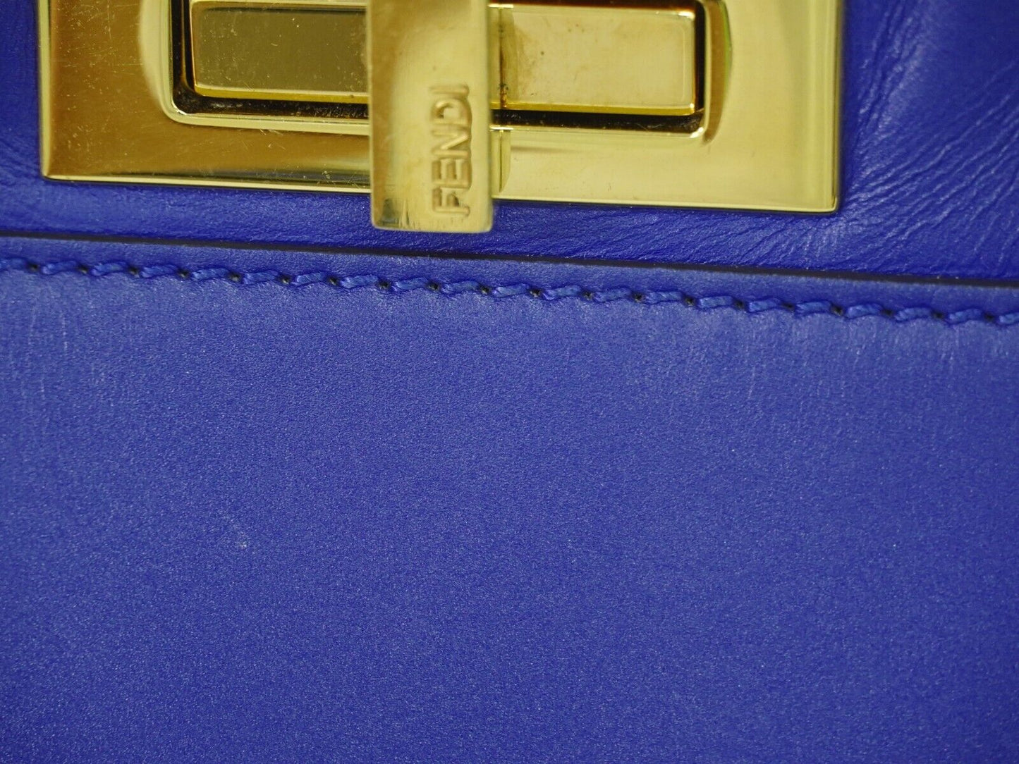 Fendi Peekaboo Blue Leather Hand Bag