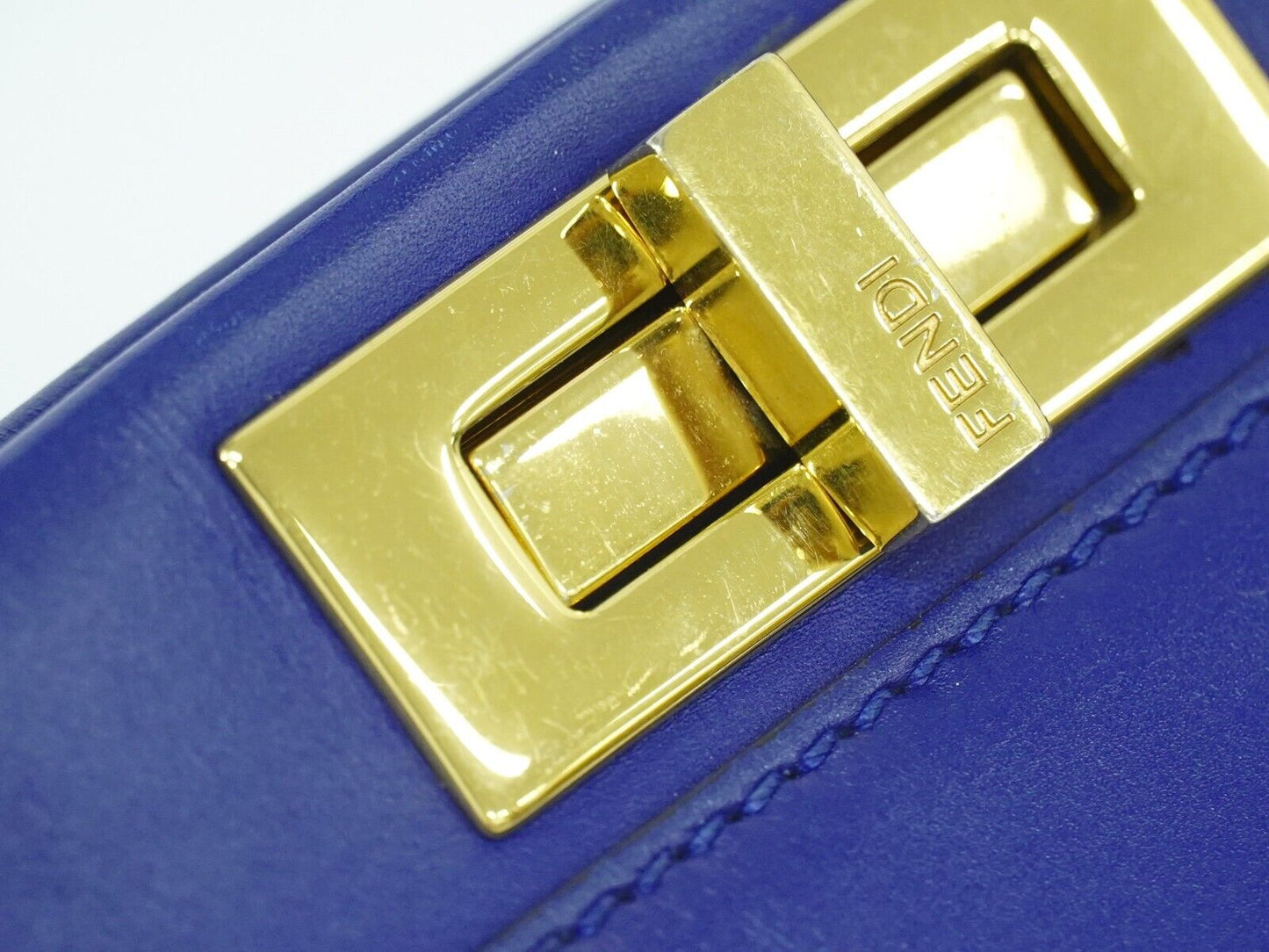 Fendi Peekaboo Blue Leather Hand Bag